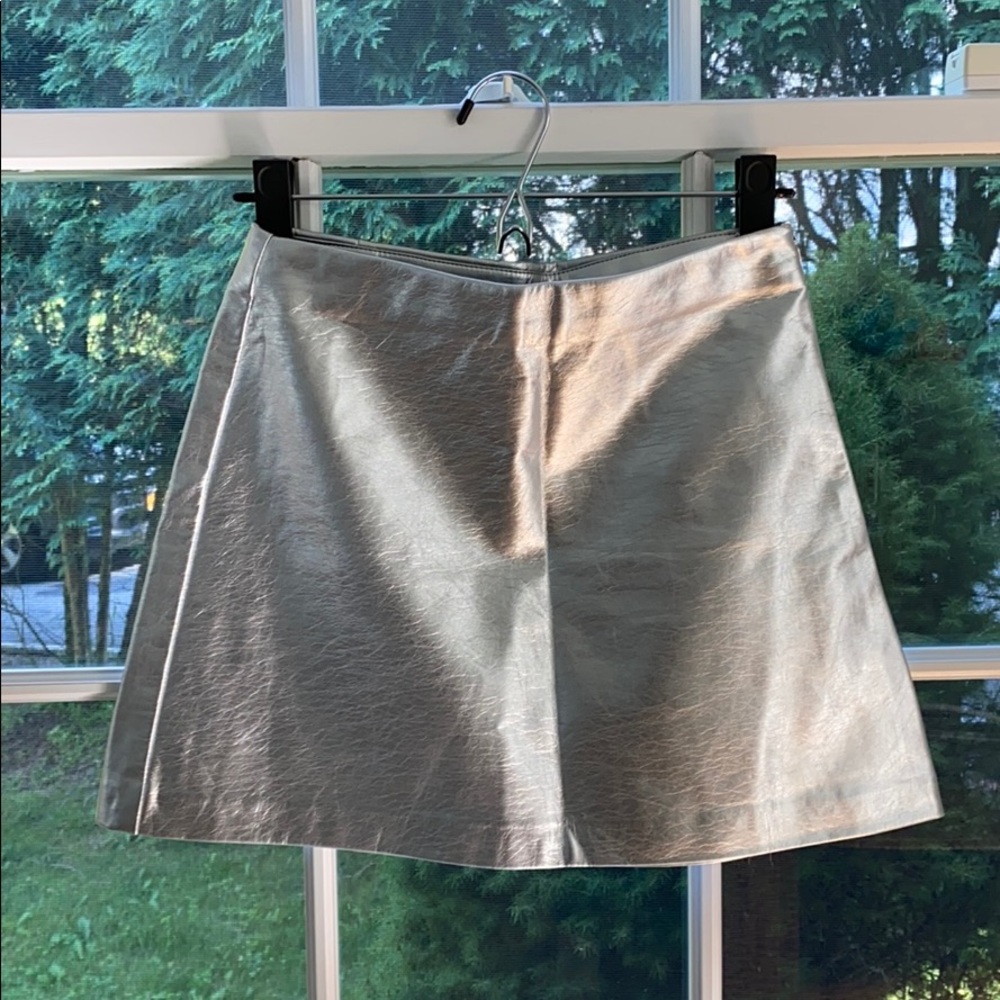 Zara Silver Faux Leather Mini Skirt